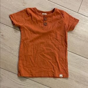 Rusty Orange Kids Short Sleeve Tee with Button Accents